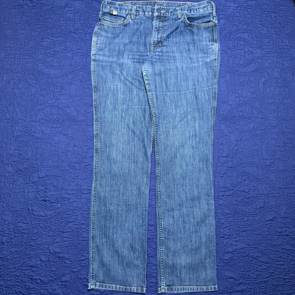 Carhartt FR Jeans Womens 12 Tall Blue Denim Flame Resistant Original Fit 102688